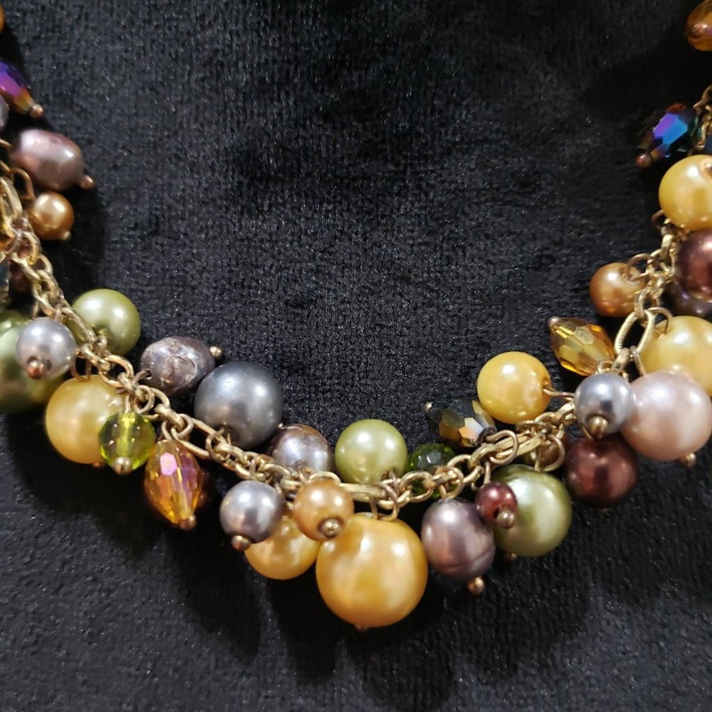 Womens Fashions Multicolor Round Beaded Collar Necklace with Lobster Clasp