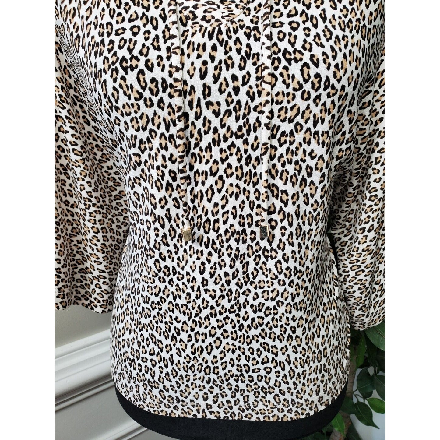 Chico's Women's Brown Polyester Round Neck Long Sleeve Blouse Size 0 Small