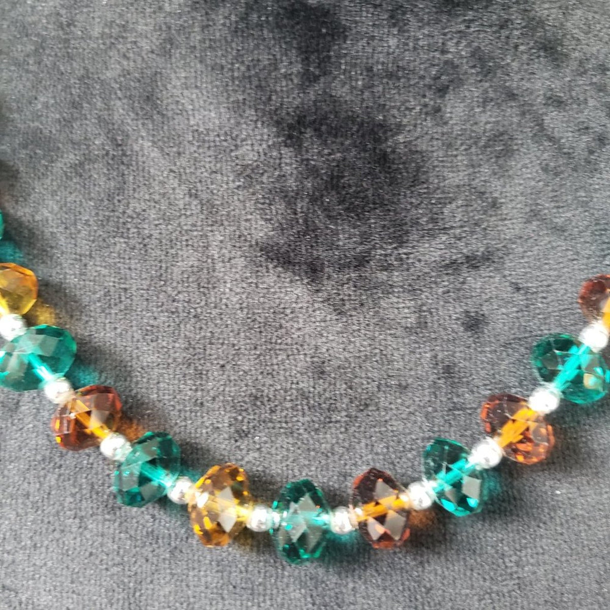 Womens Gorgeous Multicolor Crystal Beaded Collar Necklace with Lobster Clasp