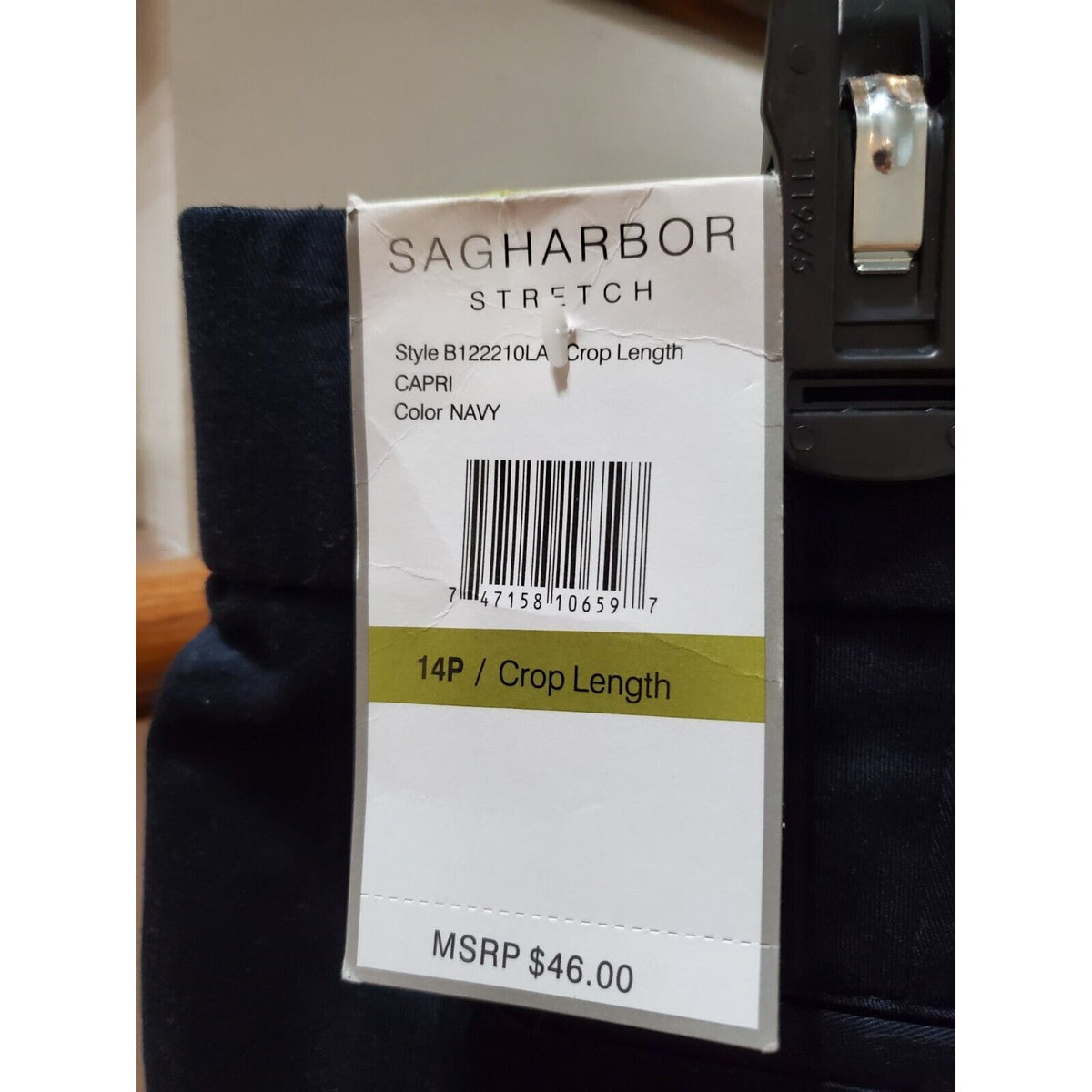 Sag Harbor Womens Blue Solid Cotton Casual Crop Length Stretch Capri Pants 14P
