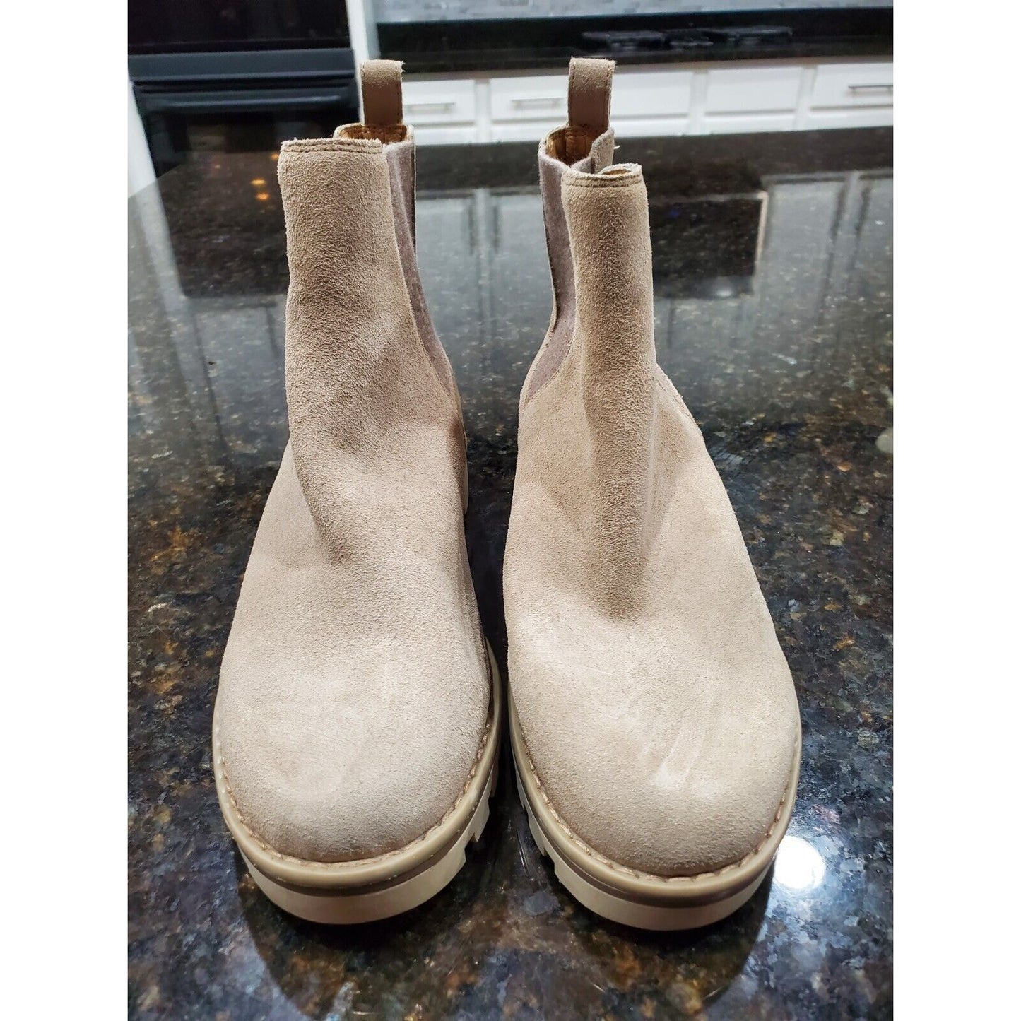 Crown Vintage Women Suede Leather Slip on Combat Fashion Boots Chelsea Size 6.5M