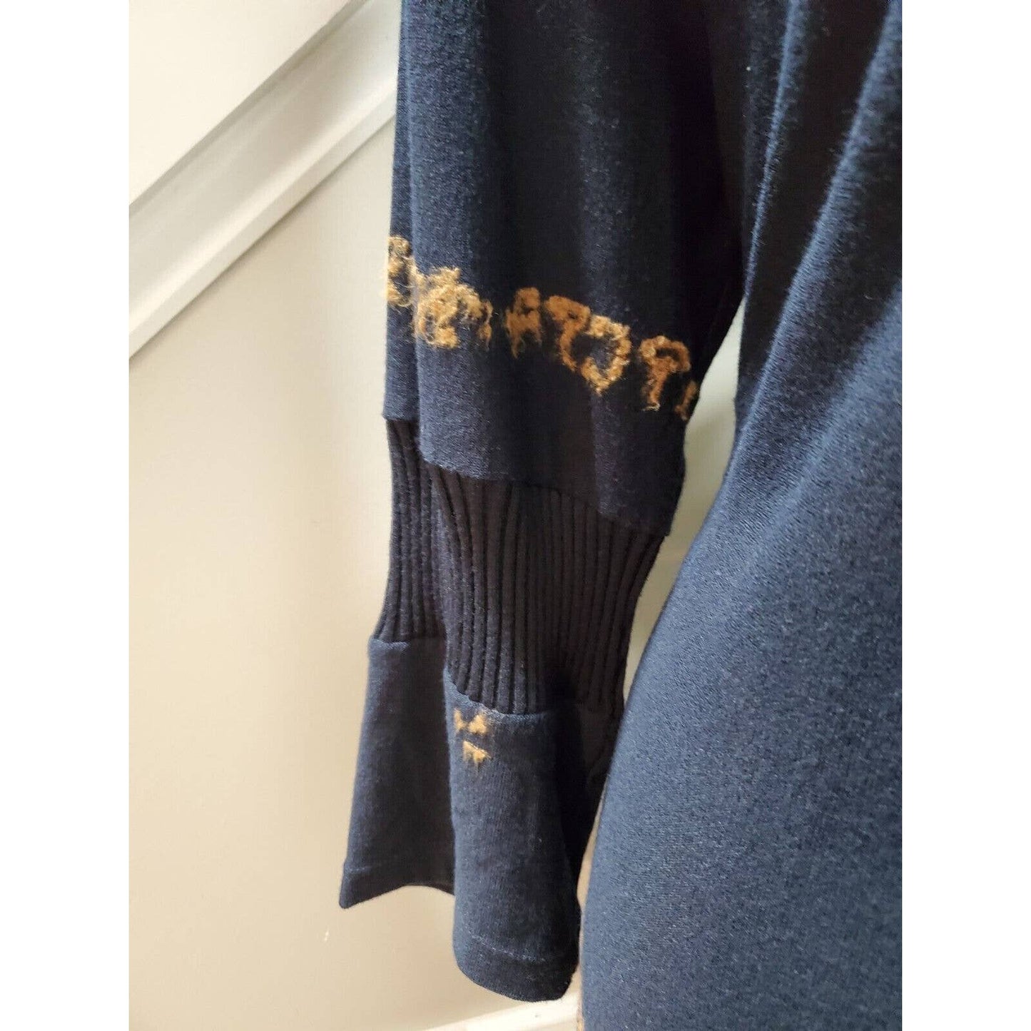 Heide Ost Textured Black Cotton Long Sleeve Blouse & Skirt 2 Pc's Suit Size XL