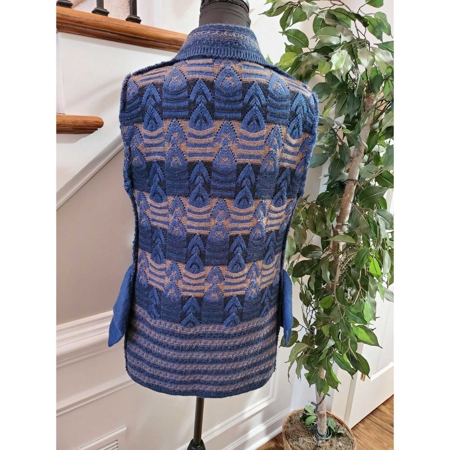 Vintage Top Girl Multicolor Blue Cotton Long Sleeve Button Casual Sweaters M