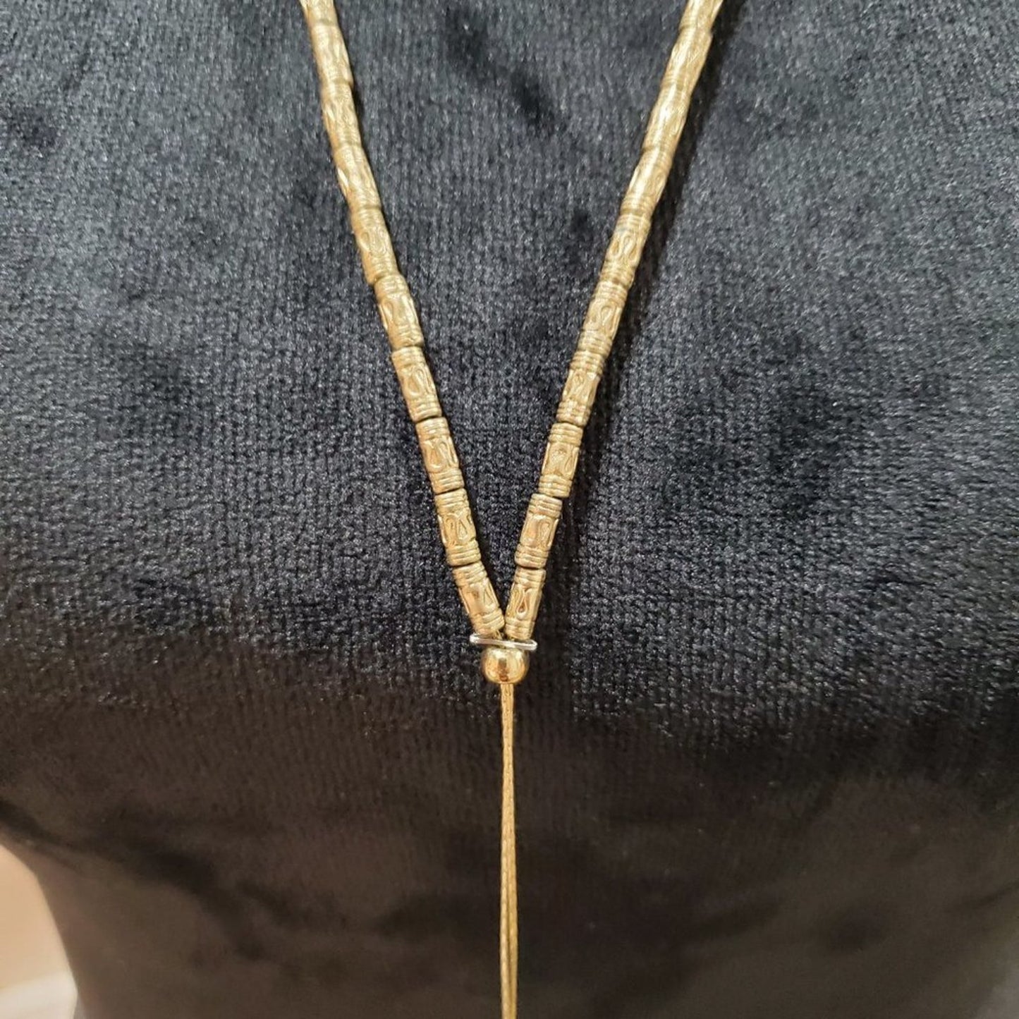 Bohemian Long Gold Finish Square Shape Design Pendant Necklace