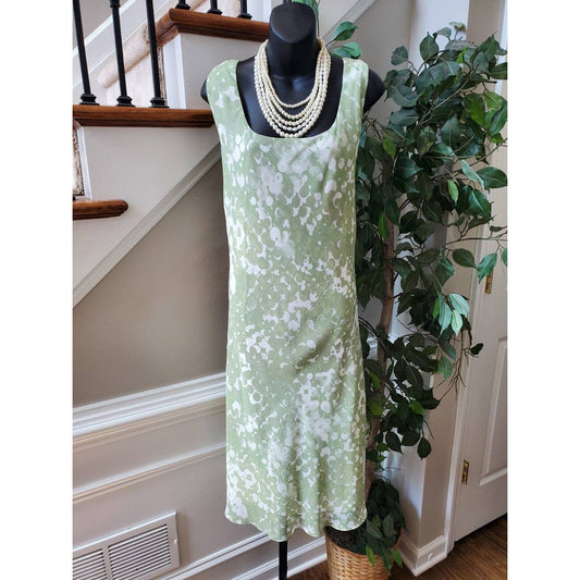 Dana Kay Women Green Polyester Square Neck Sleeveless Knee Length Dress Size 2XL