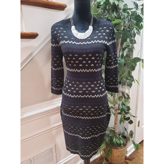 Danny & Nicole Womens Multicolor Rayon Long Sleeve Knee Length Dress Size Medium