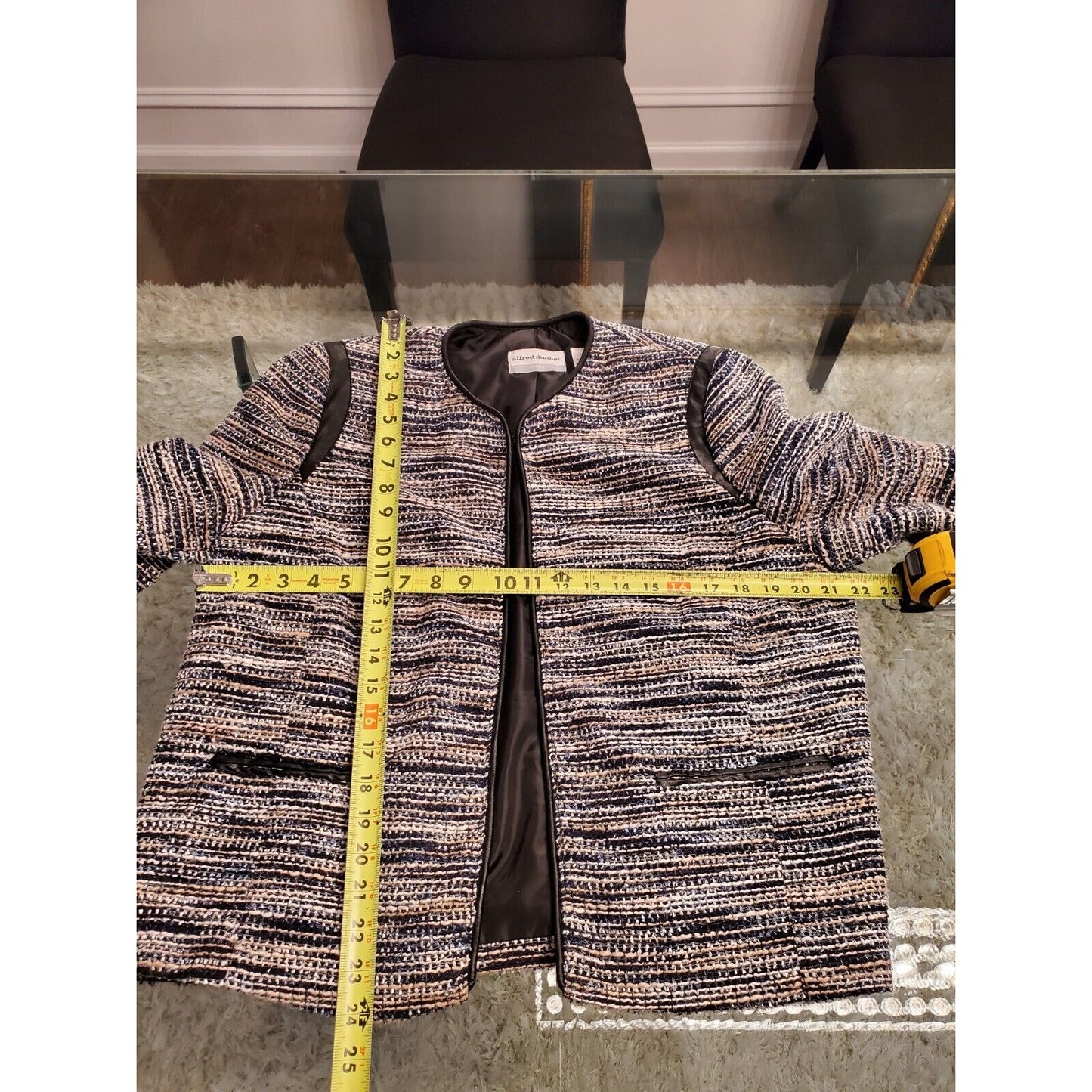 Alfred Dunner Women Multicolor Polyester Long Sleeve Open Front Jacket Size 14P