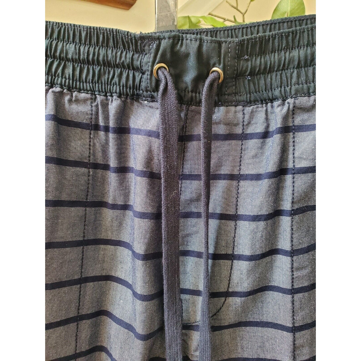 Penguin Men's Gray Striped Polyester Slim Fit Swim Trunk Logo Shorts Size 2XL