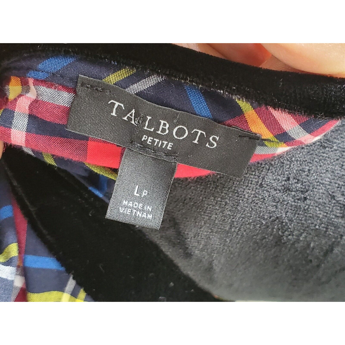 Talbots Petite Women's Blue Cotton Check Long Sleeve Casual Top Blouse Size LP