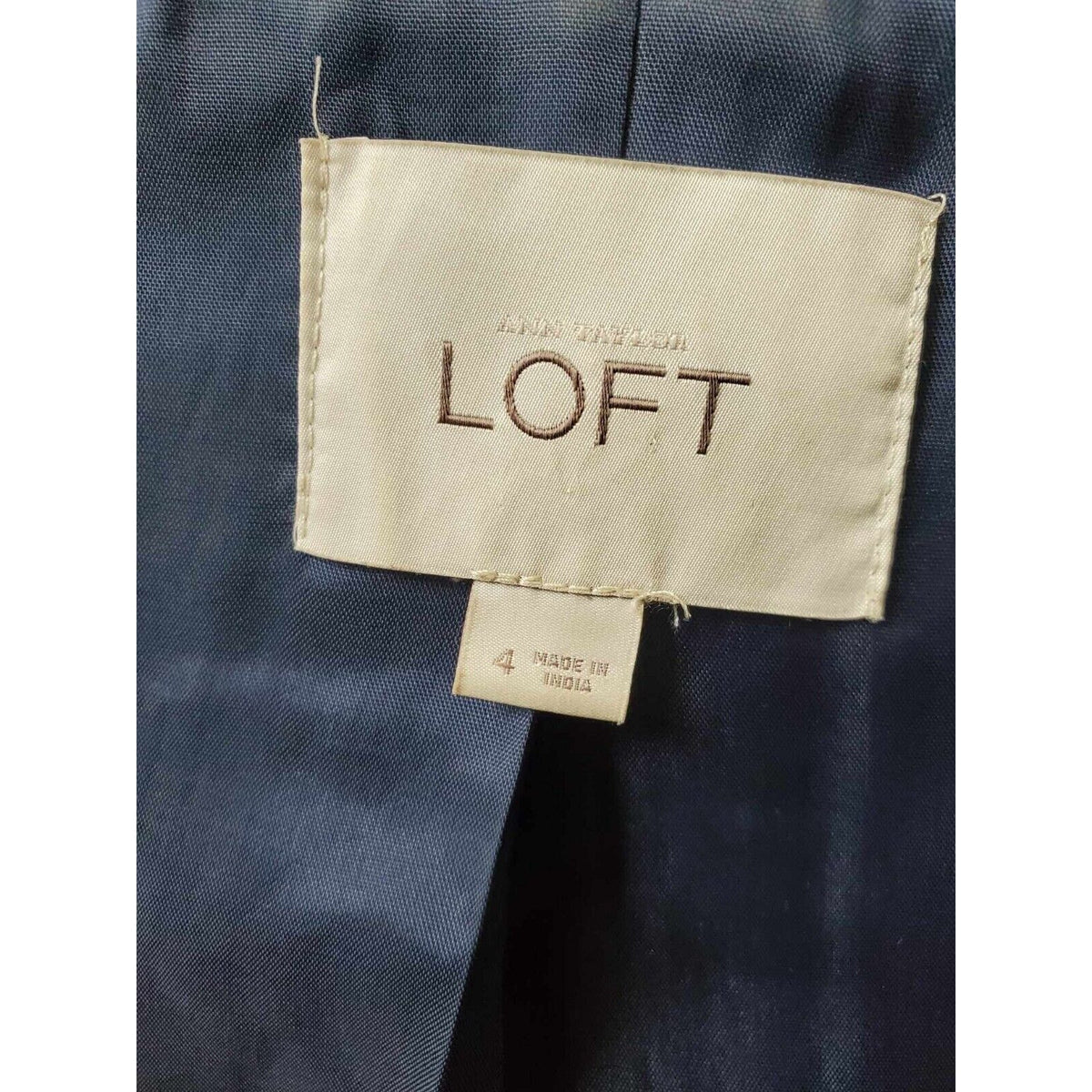 Ann Taylor Loft Women's Blue Cotton Long Sleeve Casual Crome Studded Blazer 4