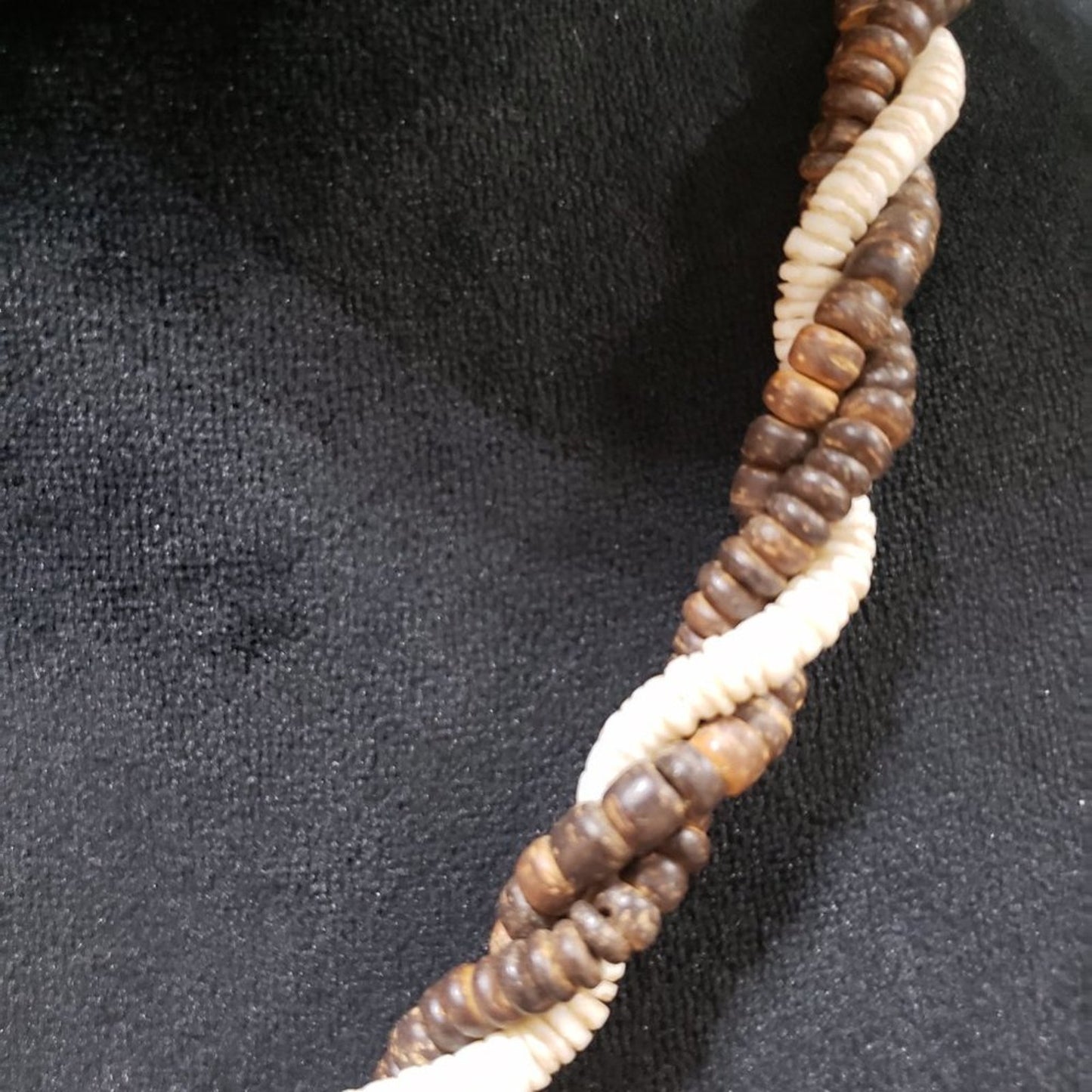 Womens Fashion Wooden & Glass Beaded Braided Collar Necklace with Magnetic Clasp