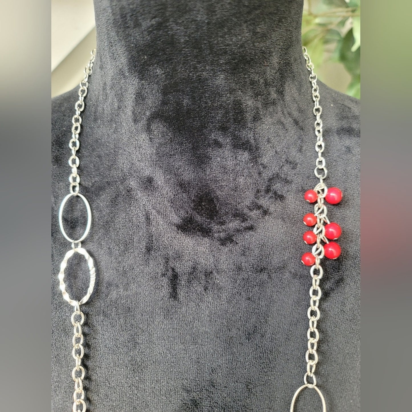 Long Red Beaded Necklace
