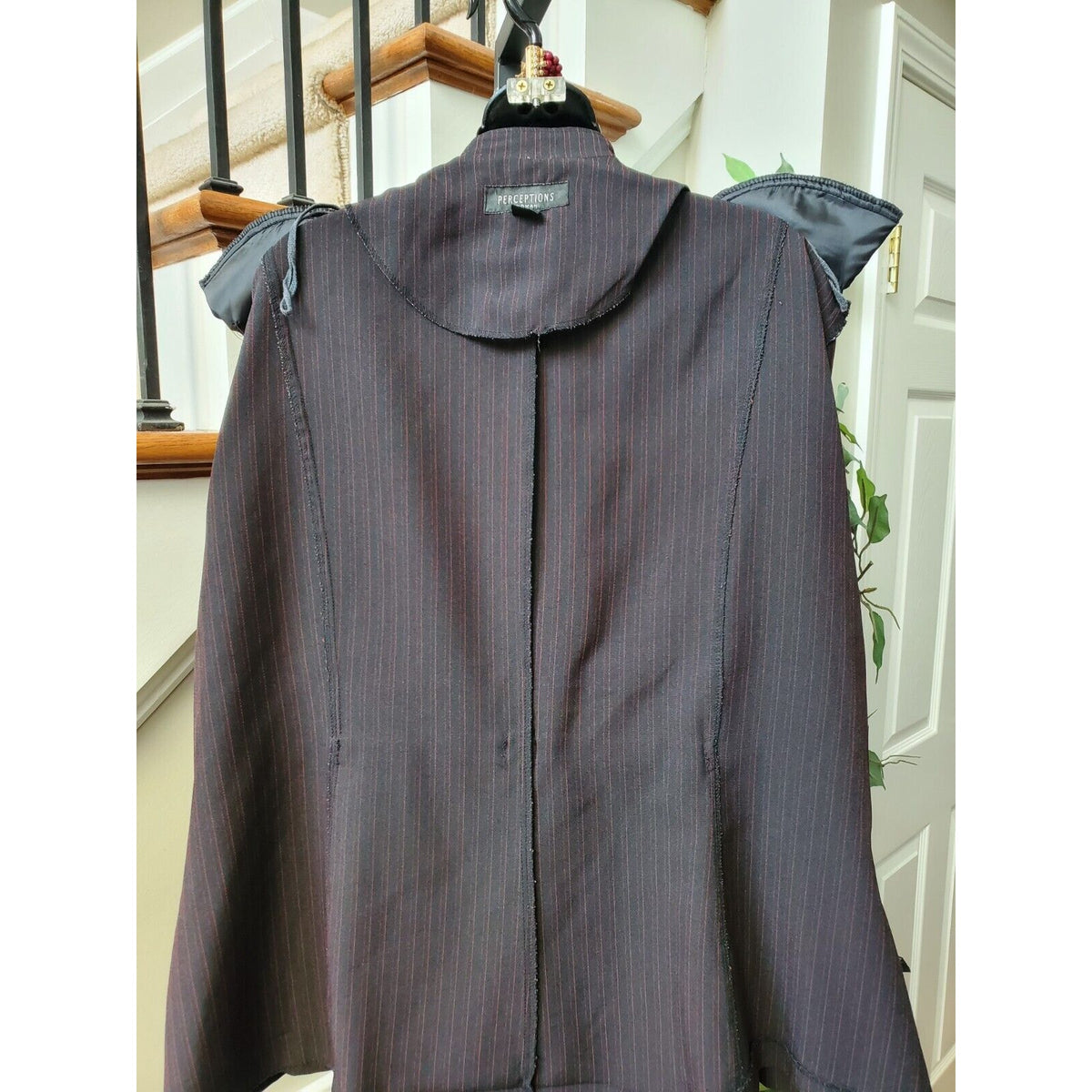 Perceptions Women Black Polyester Open Front Blazer & Pant 2 Pc's Suit Size 24W