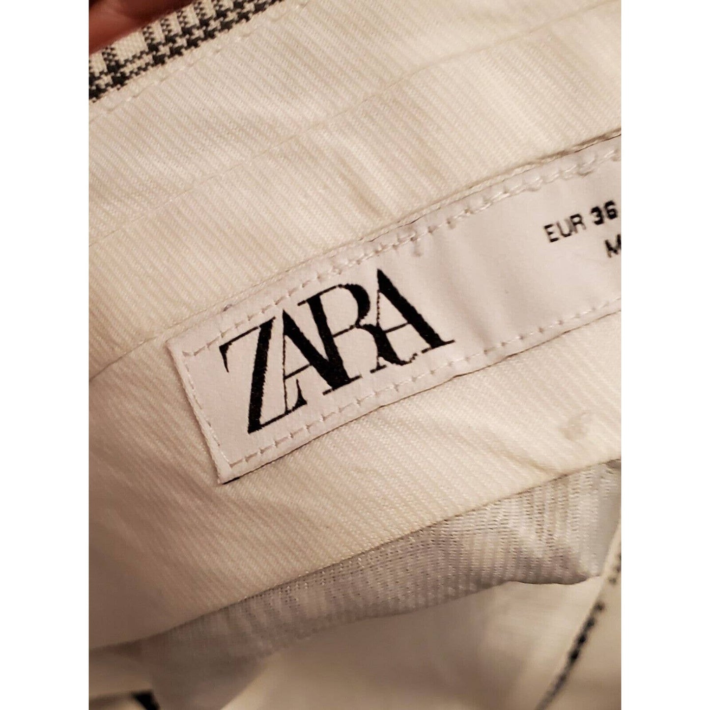 Zara Women's Gray Check Polyester Mid Rise Skinny Legs Casual Dress Pant Size 29