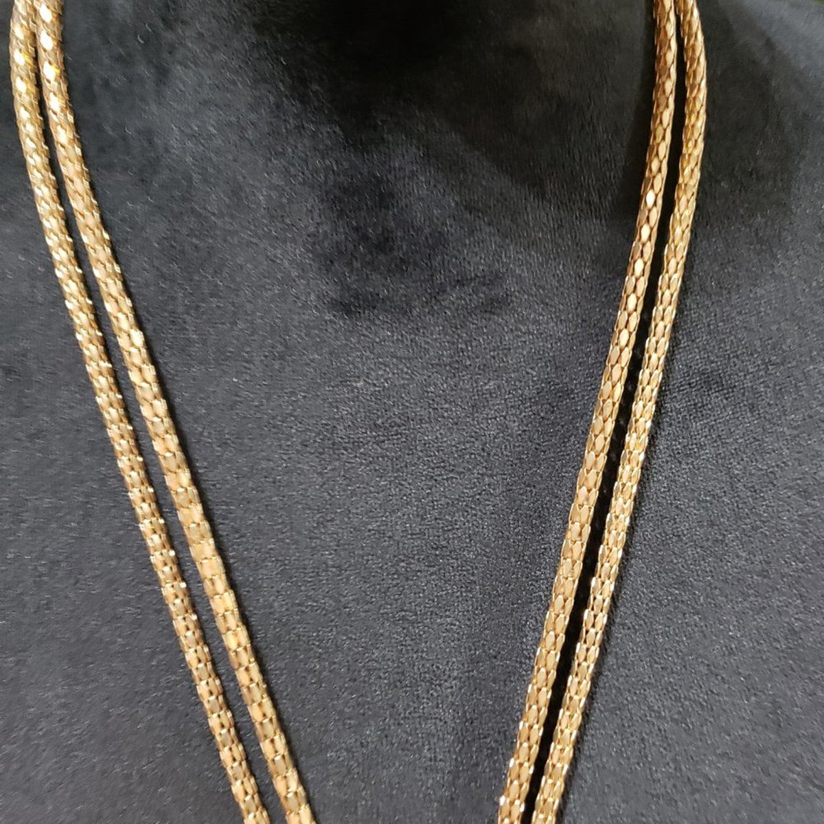 Womens Fashion Snake Chain Gold Tone Two Strand Knot Lariat Long Collar Necklace