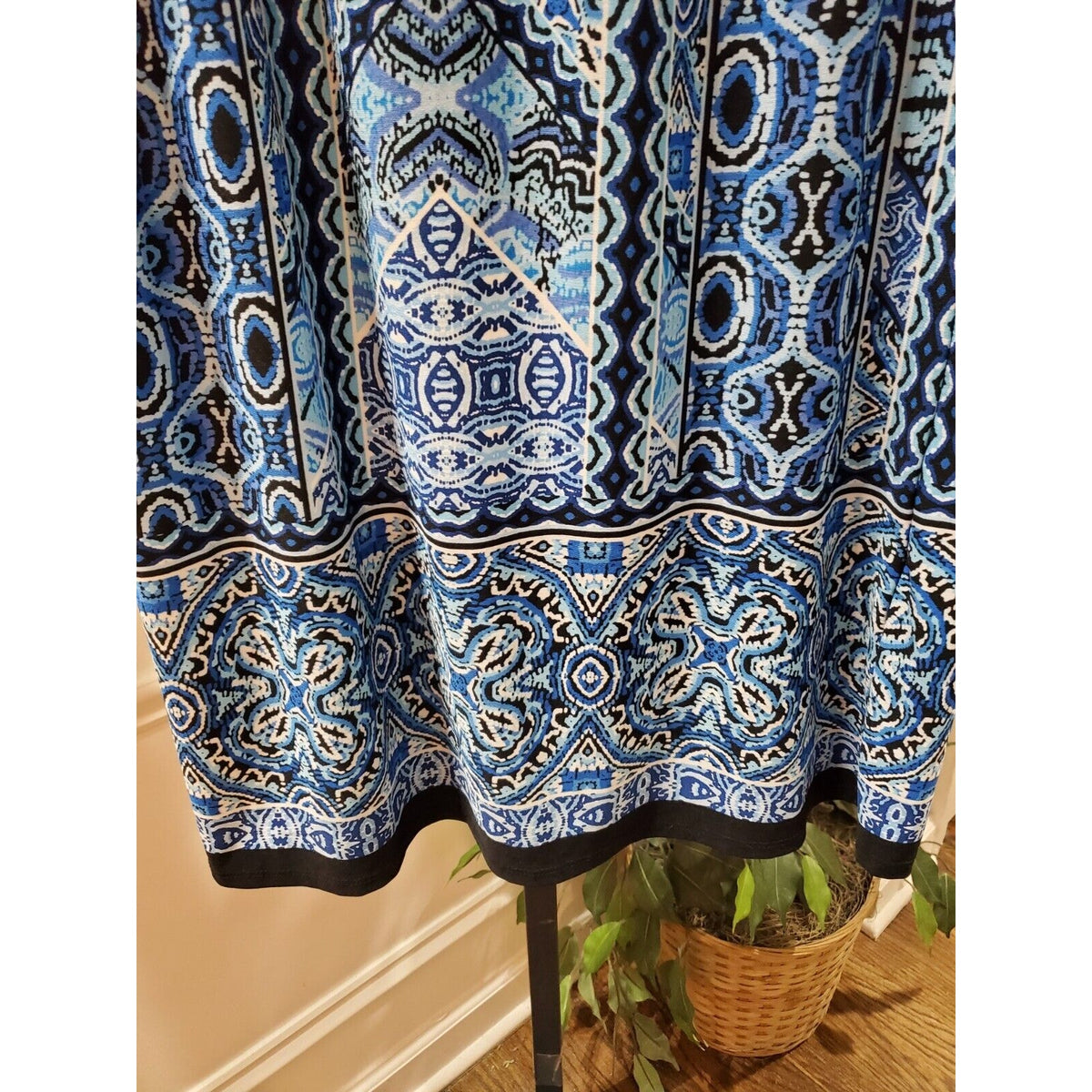 Apt.9 Womens Blue & Black Polyester Elastic Waist Band Casual Long Skirt Size S