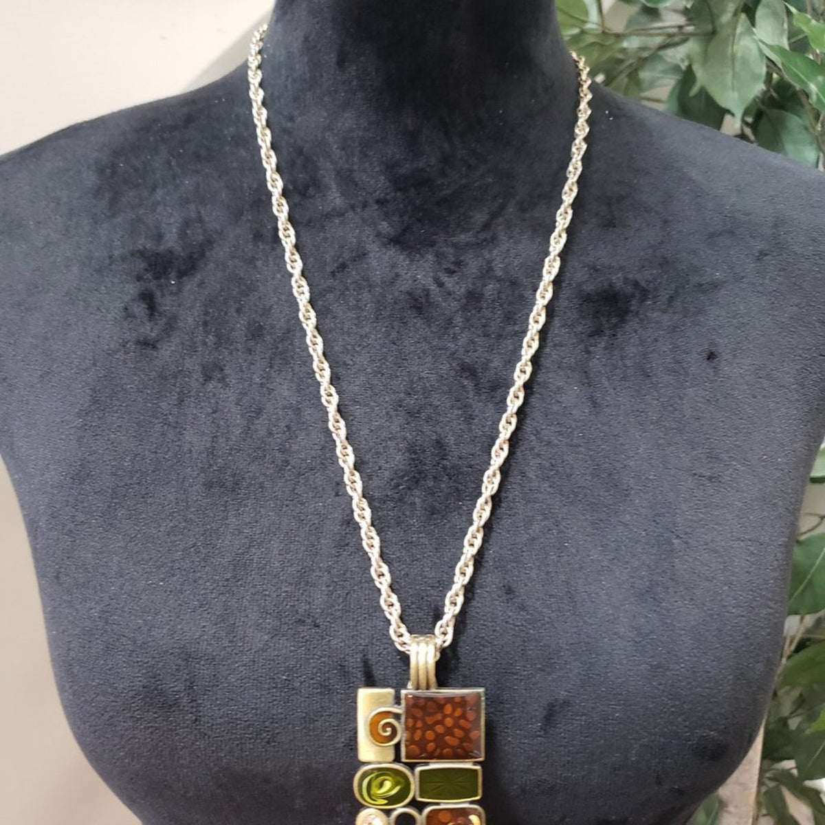 Women's Premier Designs Rectangular Gallery Pendant Antique Brass Tone Necklace