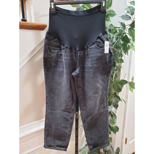 Old Navy Women's Black Cotton Pockets Maternity Straight Leg Capri Jeans Size 8S