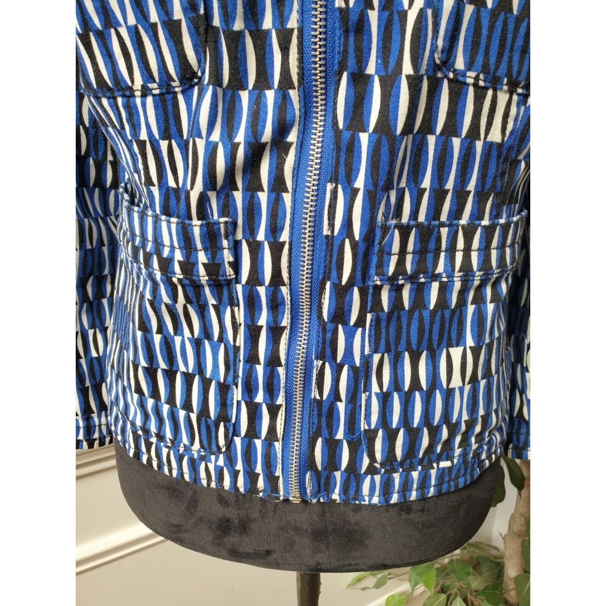 Ellen Tracy Womens Blue Cotton Long Sleeve Full Zip Casual Jacket Extra Large