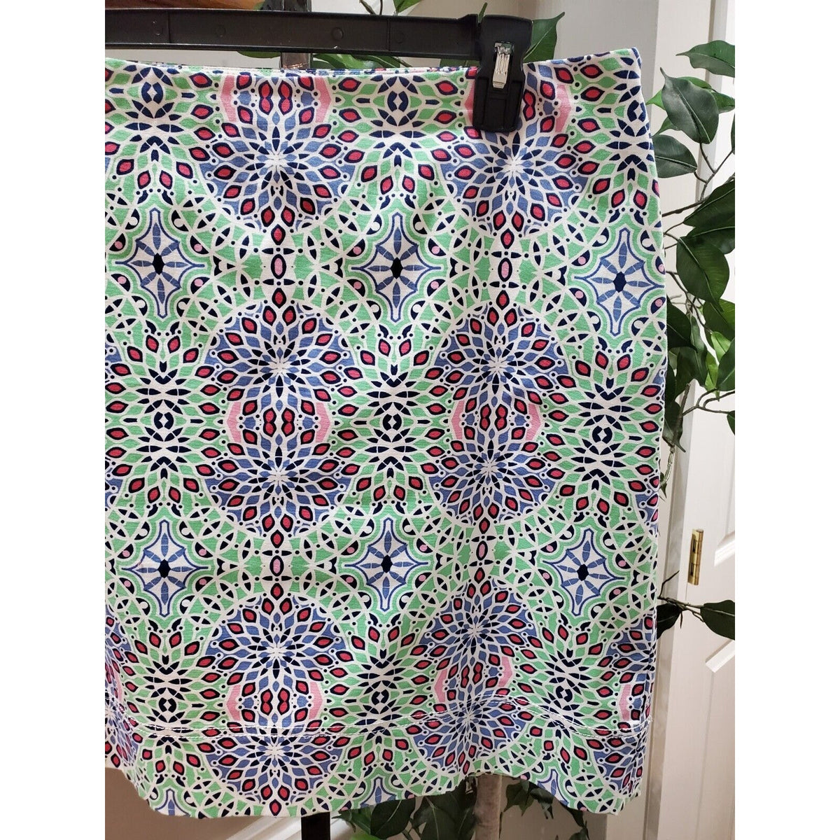 Talbots Womens Multicolor Kaleidoscope Print Cotton Side Zip Mini Skirt Size 14P