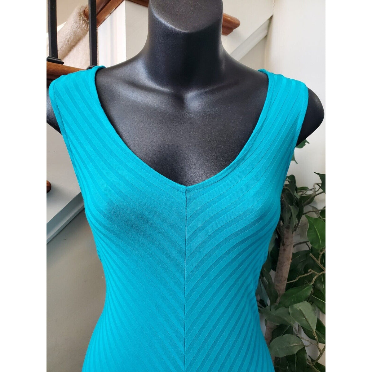 Apt. 9 Women's Blue Rayon V-Neck Sleeveless Casual Long Maxi Dress Size Large