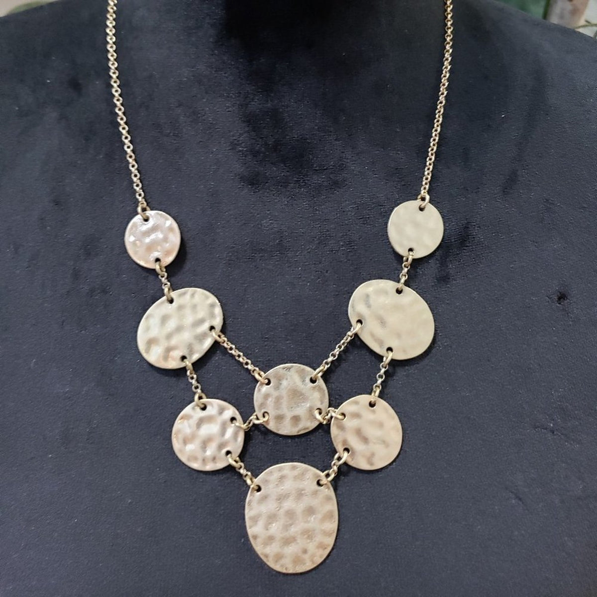 Womens Fashion Gold Layered Moon Circle Collar Necklace with Lobster Clasp