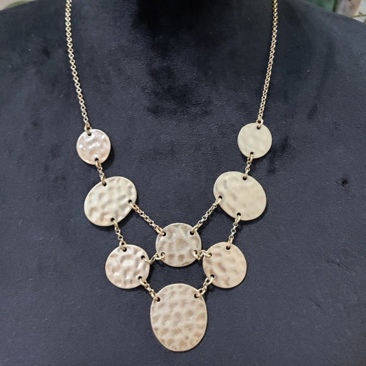 Womens Fashion Gold Layered Moon Circle Collar Necklace with Lobster Clasp