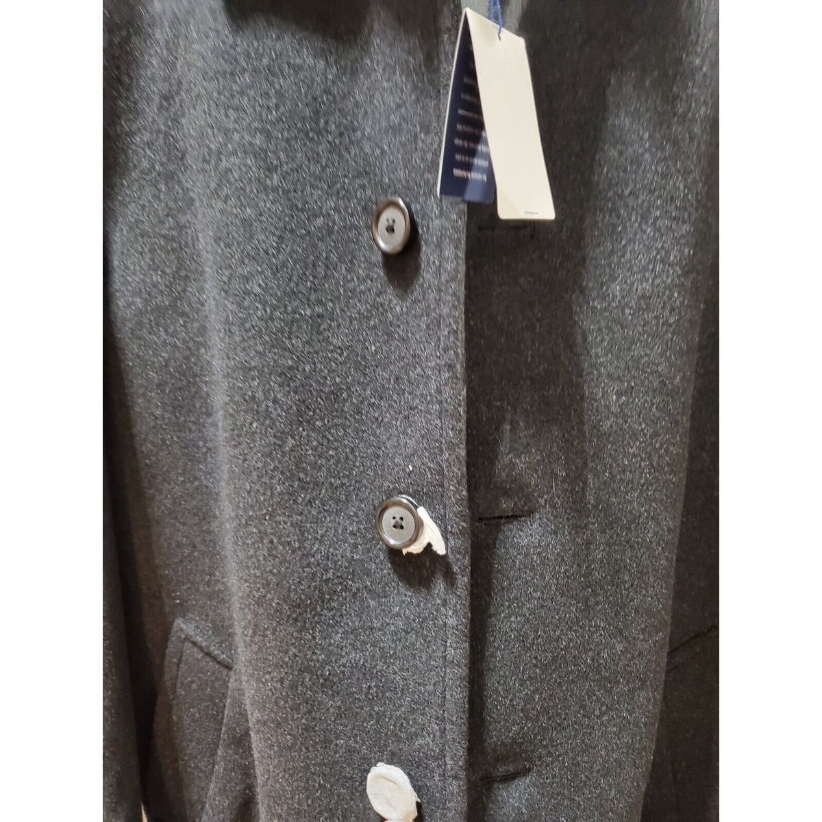 Stafford Mens Black Solid Long Sleeve Collared Button Front Casual Coat Size 38R