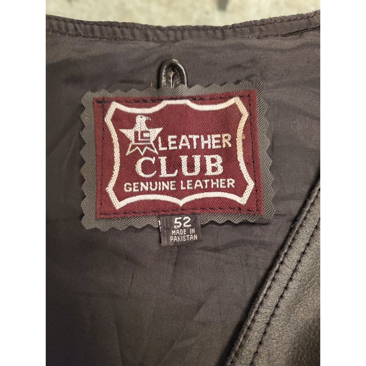 Leather Club Men's Black Genuine Leather Sleeveless Casual Jacket Vest Size 52