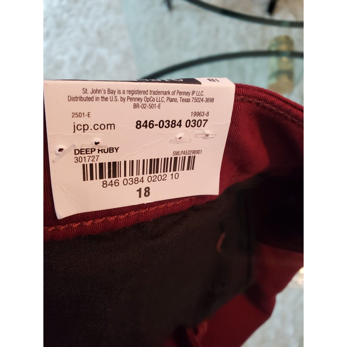 St Johns Bay Womens Red Slash Mid Rise Flat Front Girlfriend Chino Pants Size 18