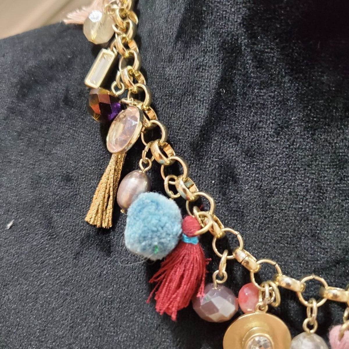 Womens Multi Pendants Coral Pearl Gold Plated Charm Statement Bohemian Necklace