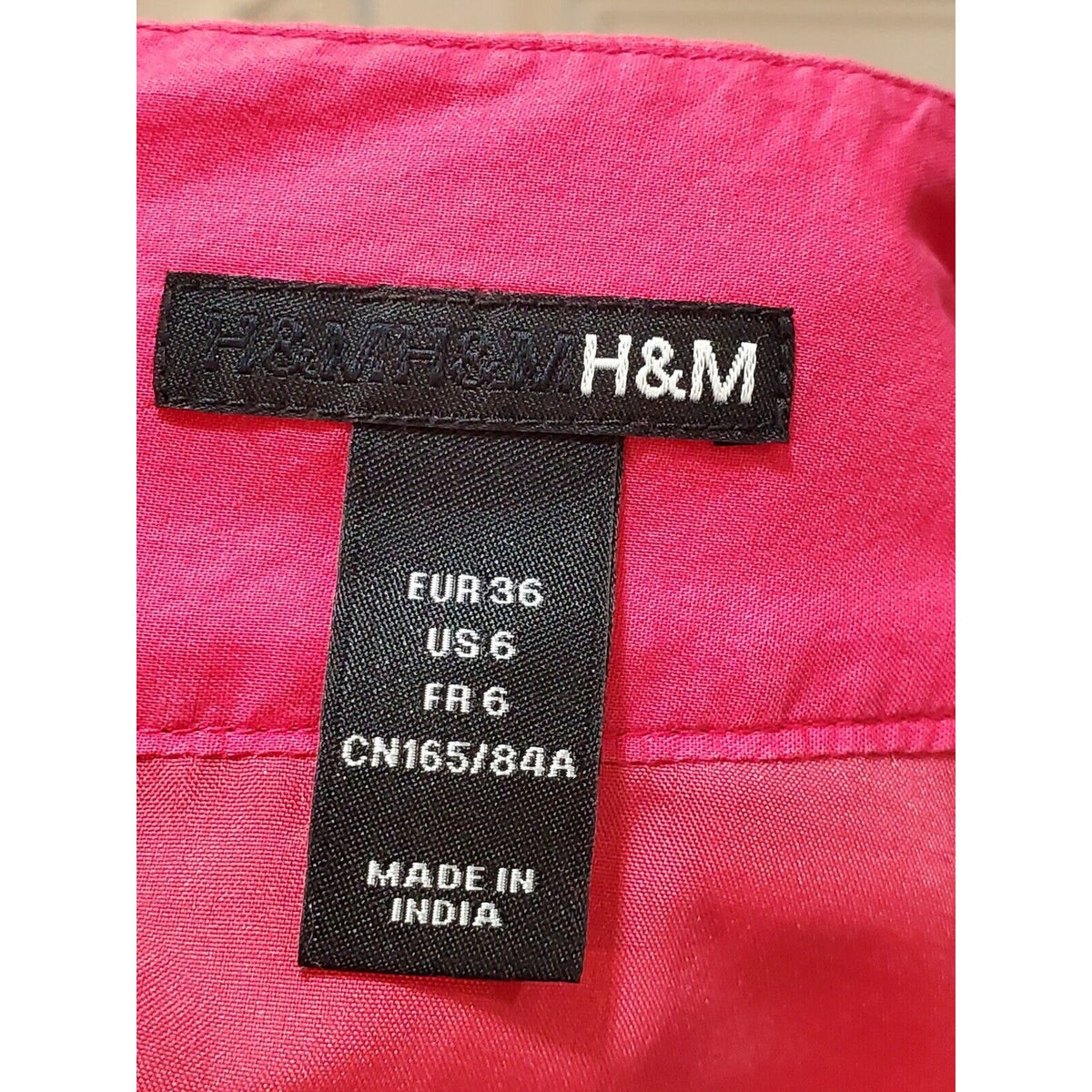 H&M Women's Pink & Red Solid 100% Cotton A-Line Casual Knee Length Skirt Size 6