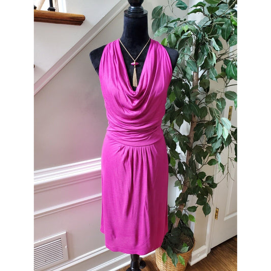 The Limited Women's Pink Rayon Cowl Neck Sleeveless Knee Length Dress Medium