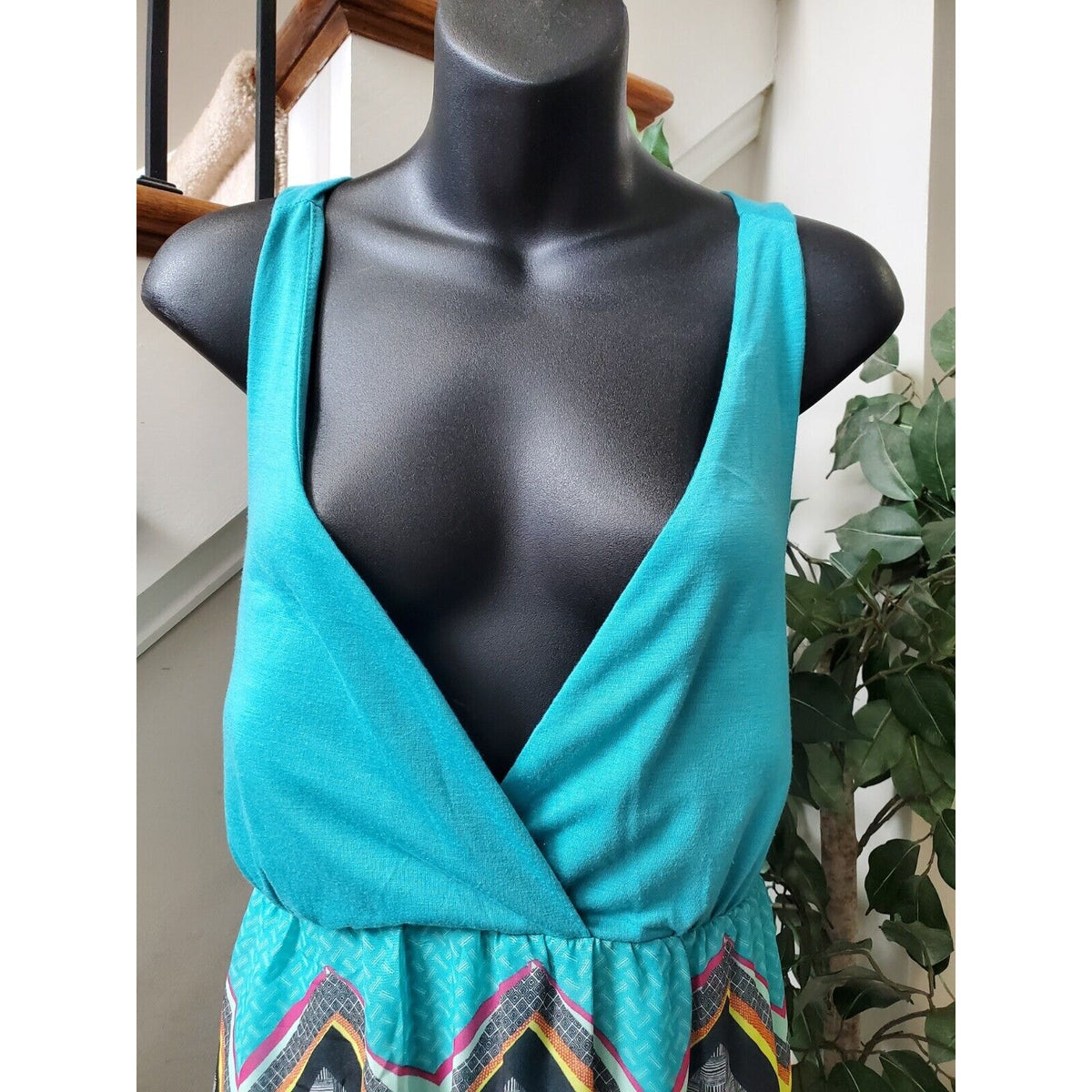 No Boundaries Women's Blue Polyester V-Neck Sleeveless Long Maxi Dress Size XXL