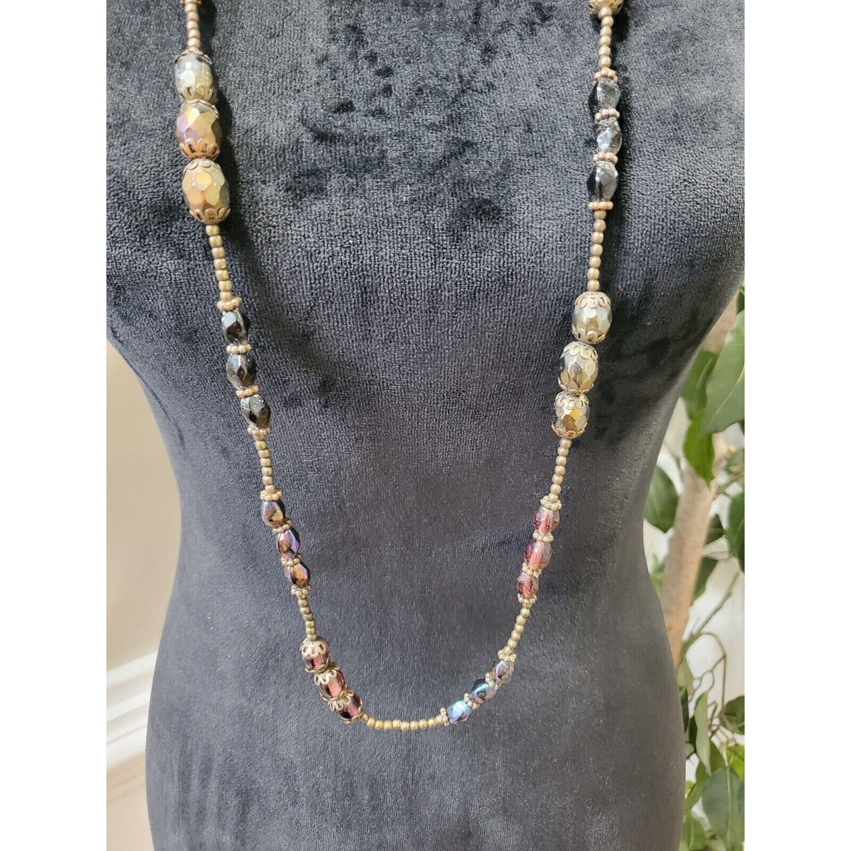 Assorted Stone Beaded Strand Faux Gemstones Long Necklace