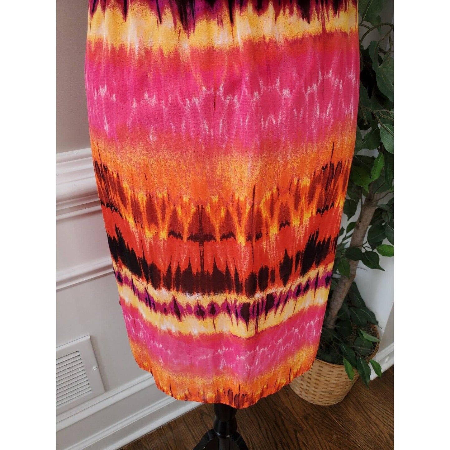 AGB Women Multicolor Polyester Round Neck Sleeveless Knee Length Dress Size 12