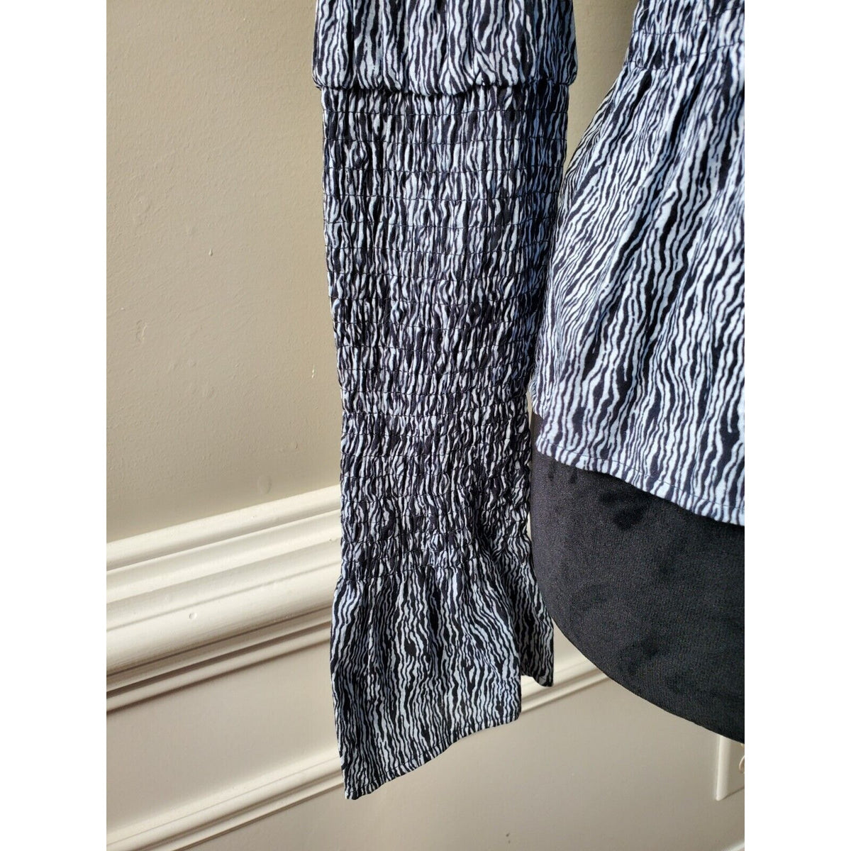 Top Shop Women Gray 100% Cotton Square Neck Long Sleeve Casual Top Blouse Size 4