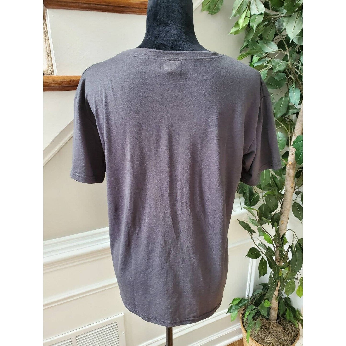 SHEIN Women's Gray Polyester Crew Neck Short Sleeve Casual Top Shirt Size Medium