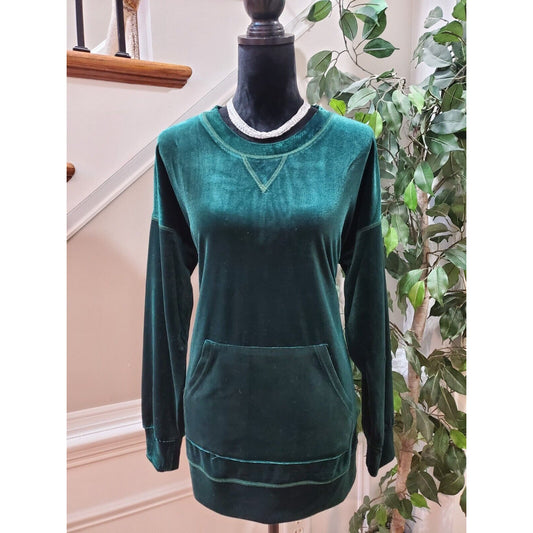 Suzanne Betro Women's Green Polyester Round Neck Long Sleeve Casual Top Size 1X