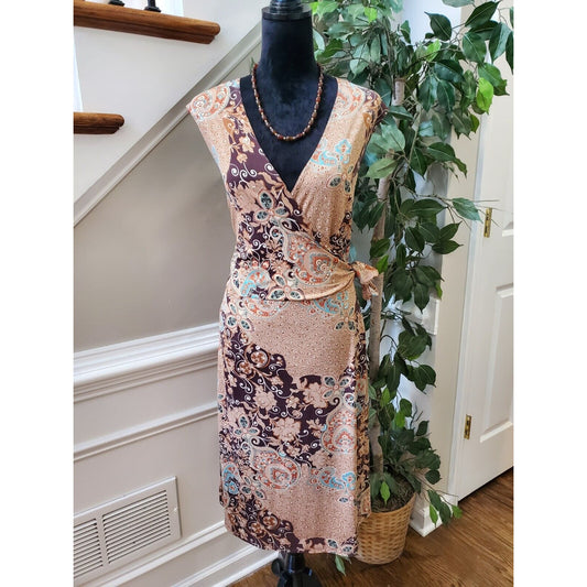 Merona Women's Multicolor Paisley V-Neck Sleeveless Knee Lenght Dress Size XL