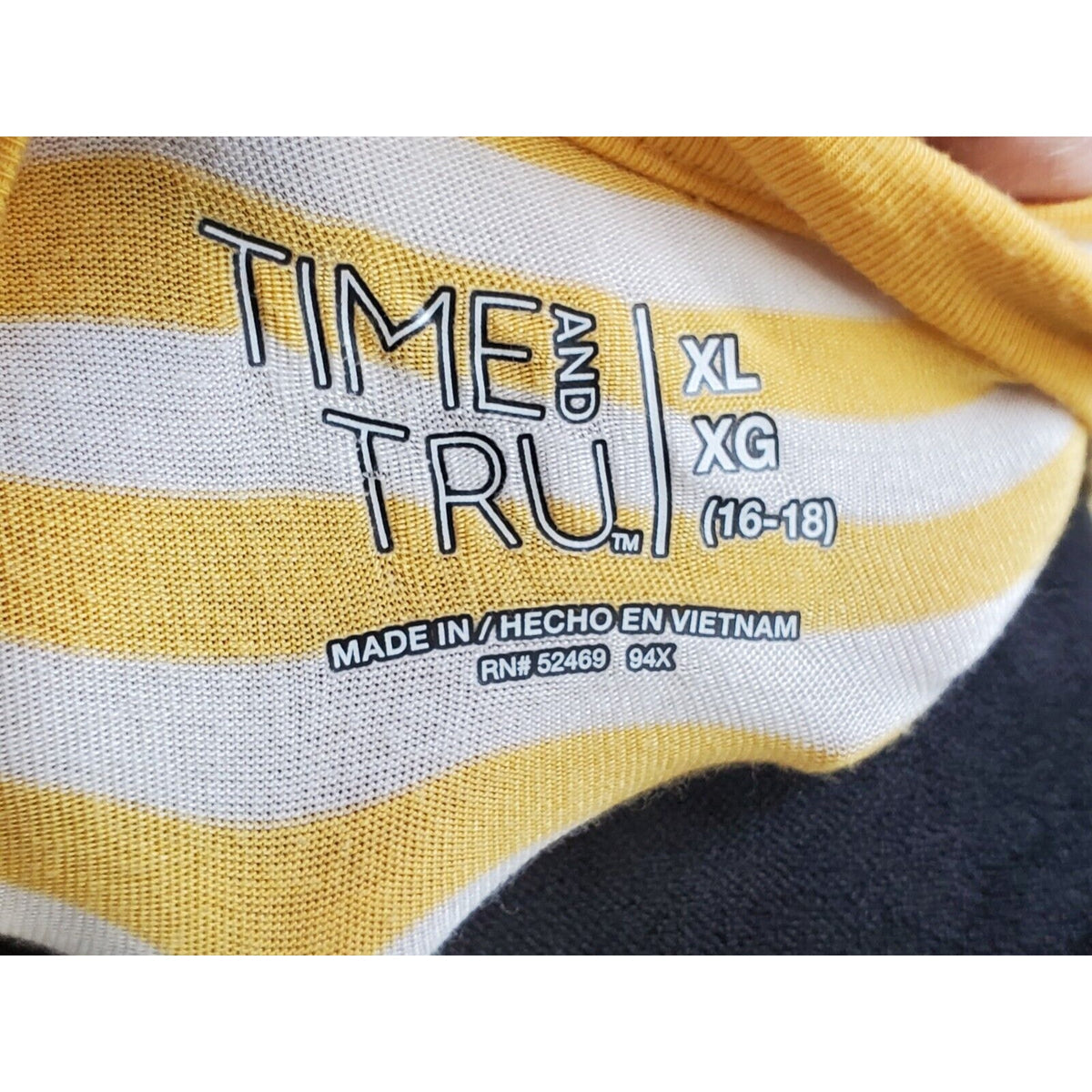 Time And Tru Yellow White Striped Round Neck Sleeveless Knee Length Dress XL