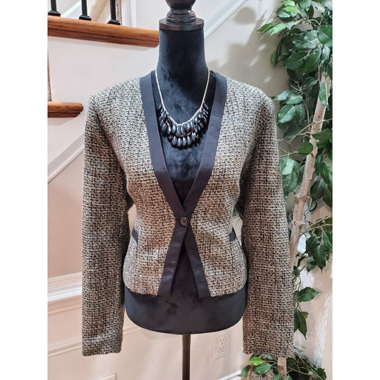 Dana Buchman Women's Brown Acrylic Long Sleeve Single Breasted Jacket Blazer L