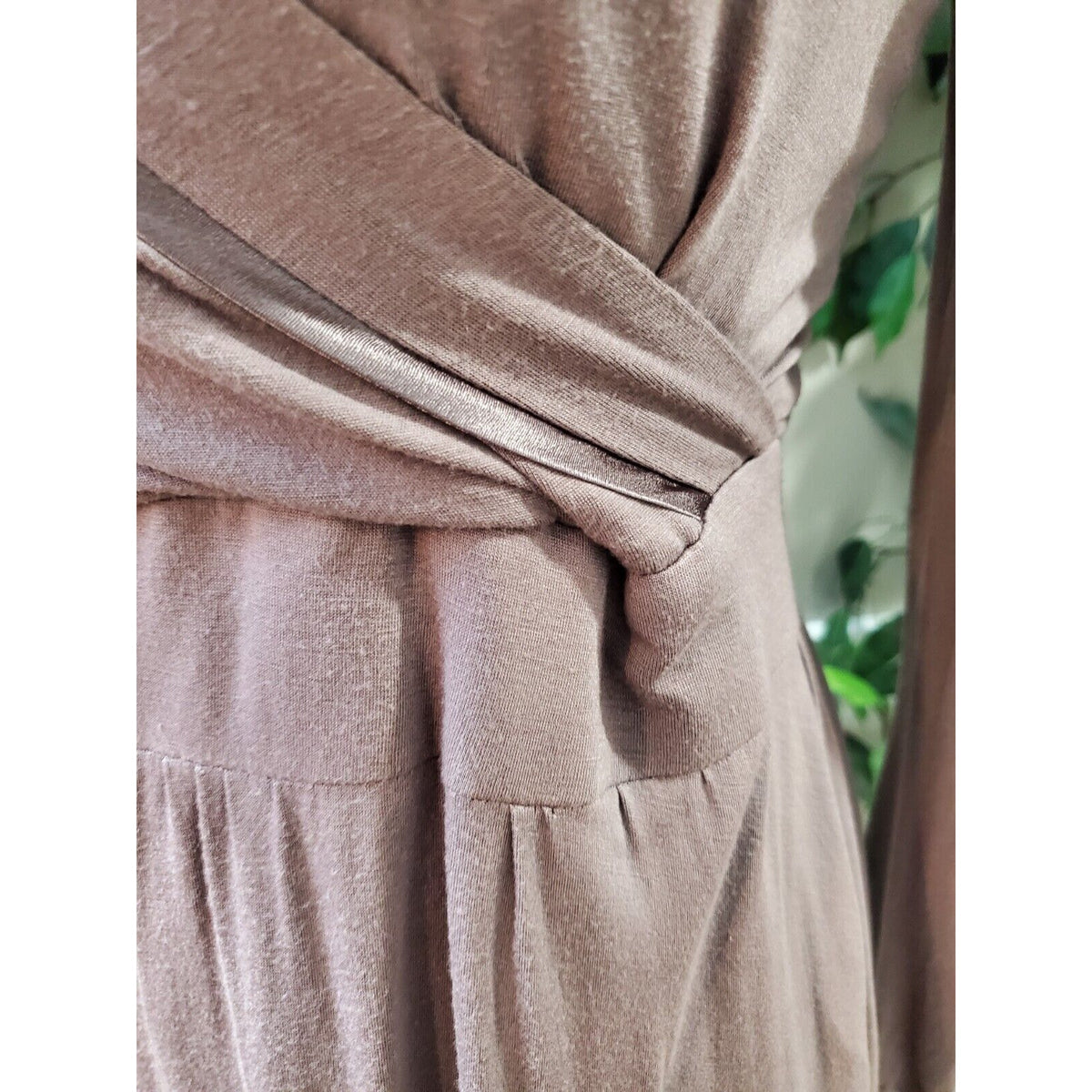 J. June Women Purple Solid Polyester V-Neck Long Sleeve Knee Length Dress Medium