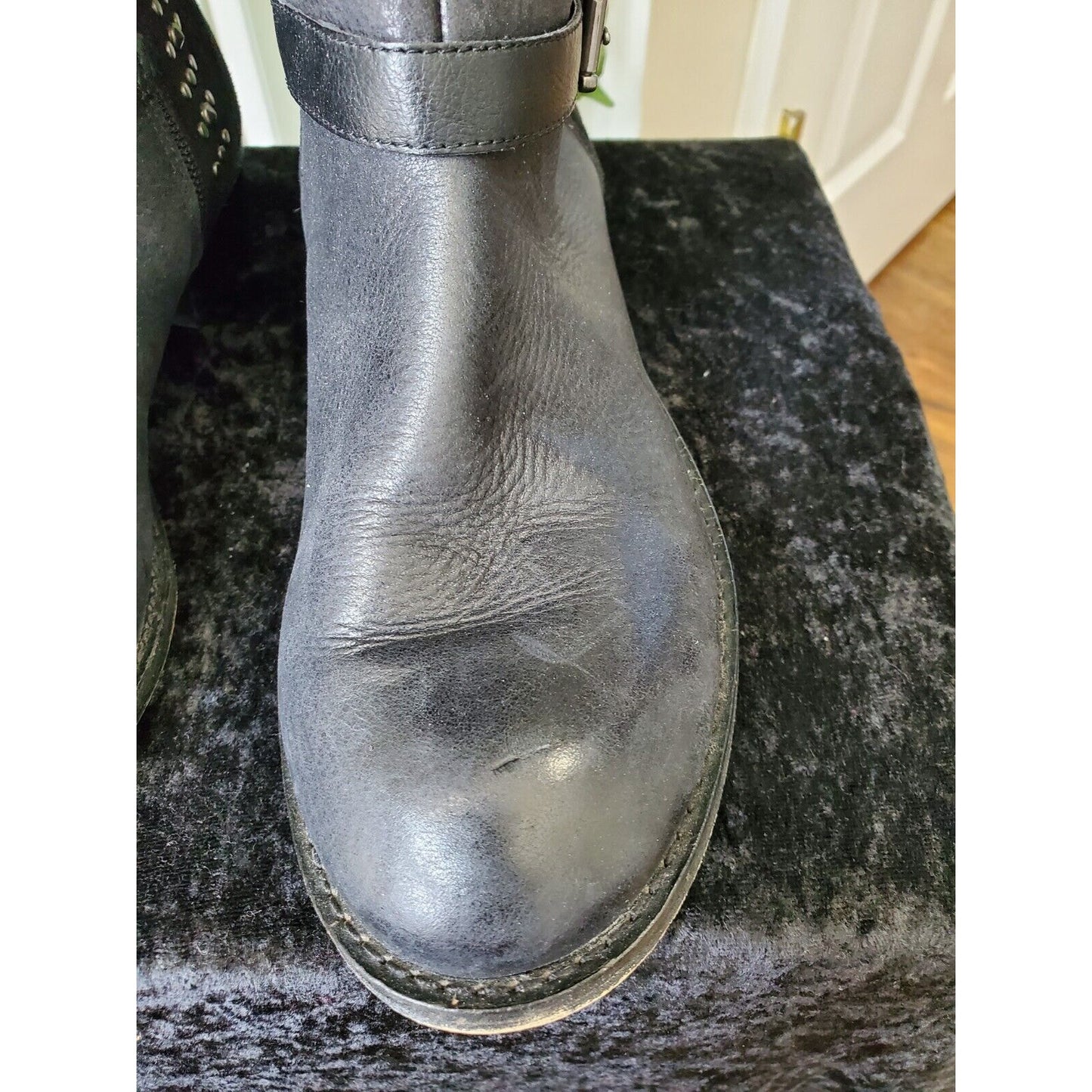 Jessica Simpson Women's Black Leather Upper Round Toe Knee High Boots Size 7.5 M