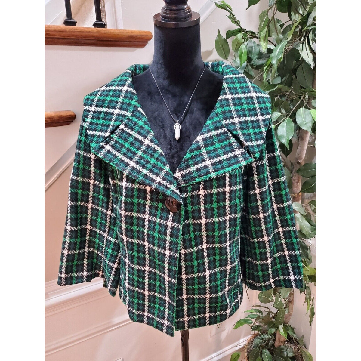 Cato Women's Green Polyester Long Sleeve Button Front Casual Jacket Blazer 18W