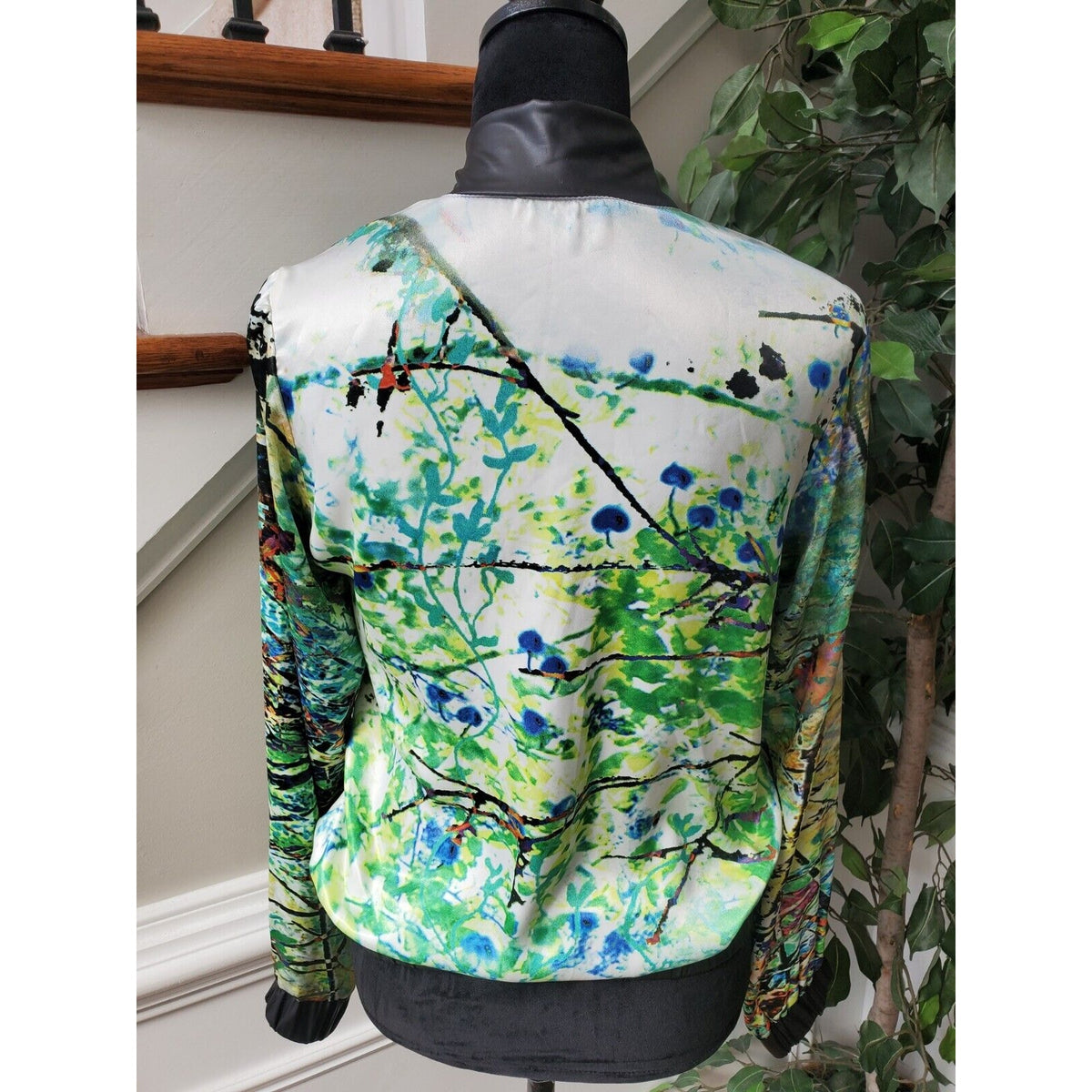 Wenjie Womens Multicolor Polyester Long Sleeve Full Zip Casual Jacket Size Small