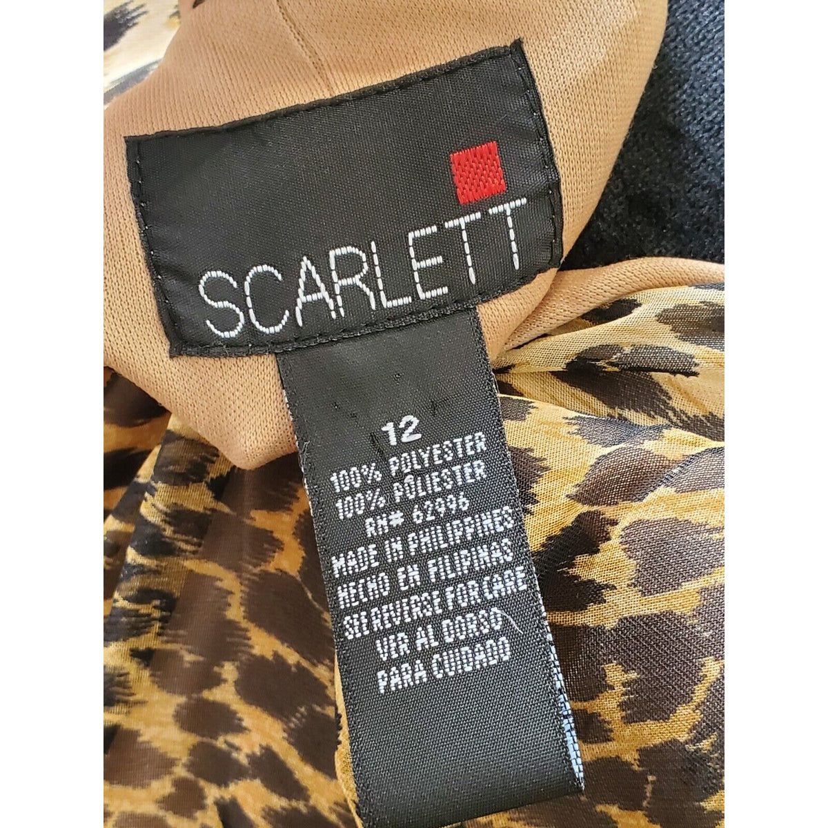 Scarlett Beige & Brown Leopard Polyester V-Neck Sleeveless Knee Length Dress 12