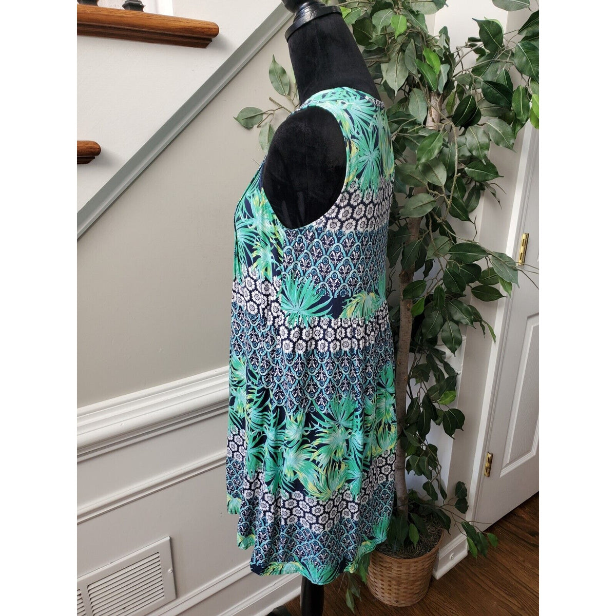 Old Navy Womens Multicolor Round Neck Sleeveless Drawstring Knee Length Dress S