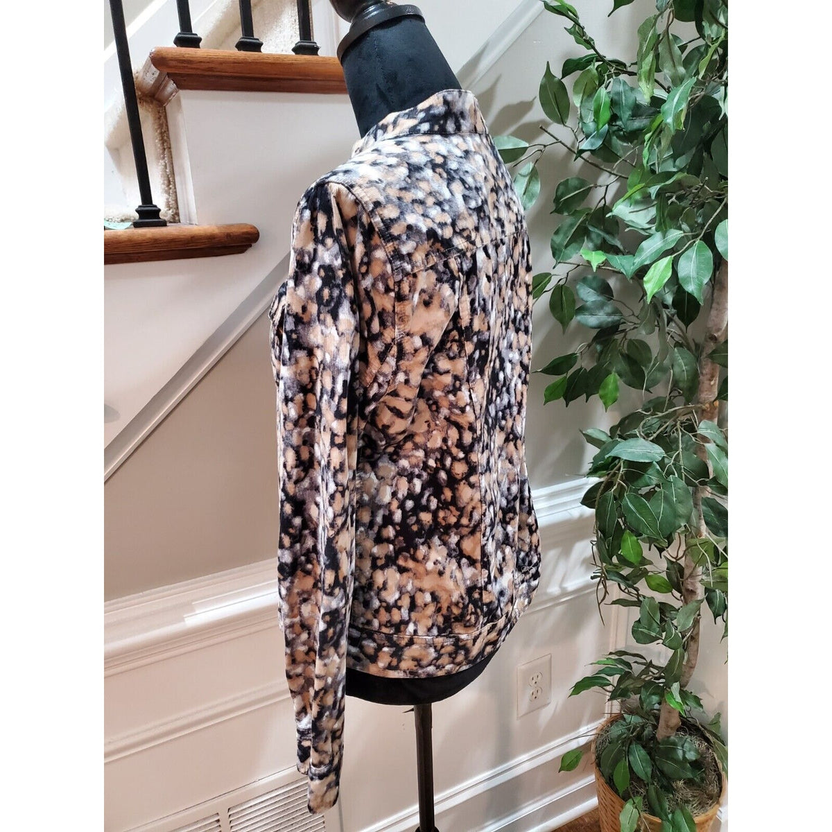 Christopher & Banks Softshell Multicolor 100% Cotton Button Front Jacket Size S