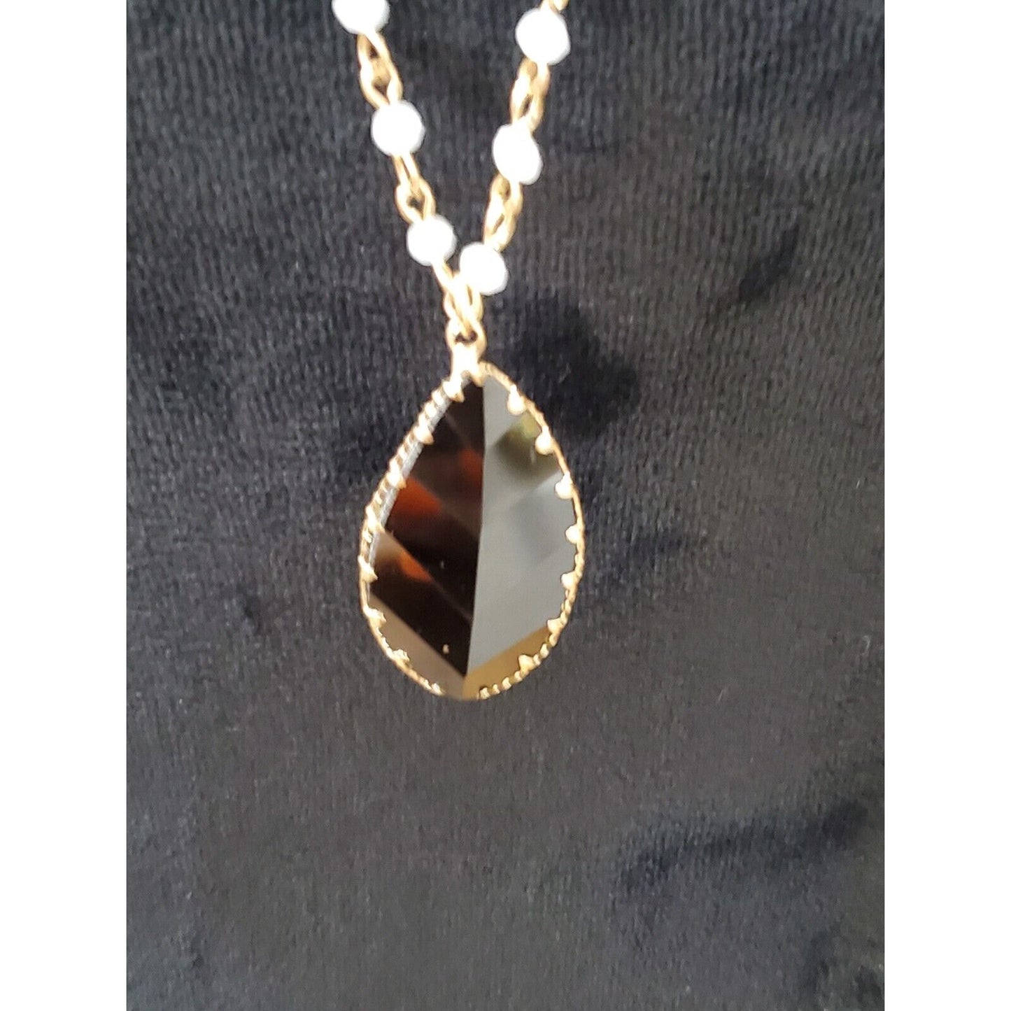 Plunder Women's Black Stone with Gold Chain Necklace